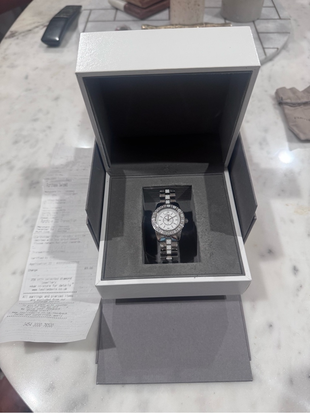 Dior Silver and White Ceramic Accent women’s Watch